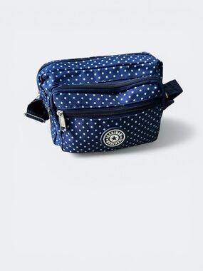 JuanJuan Crossbody Bag Navy Polka Dot Multi Pocket